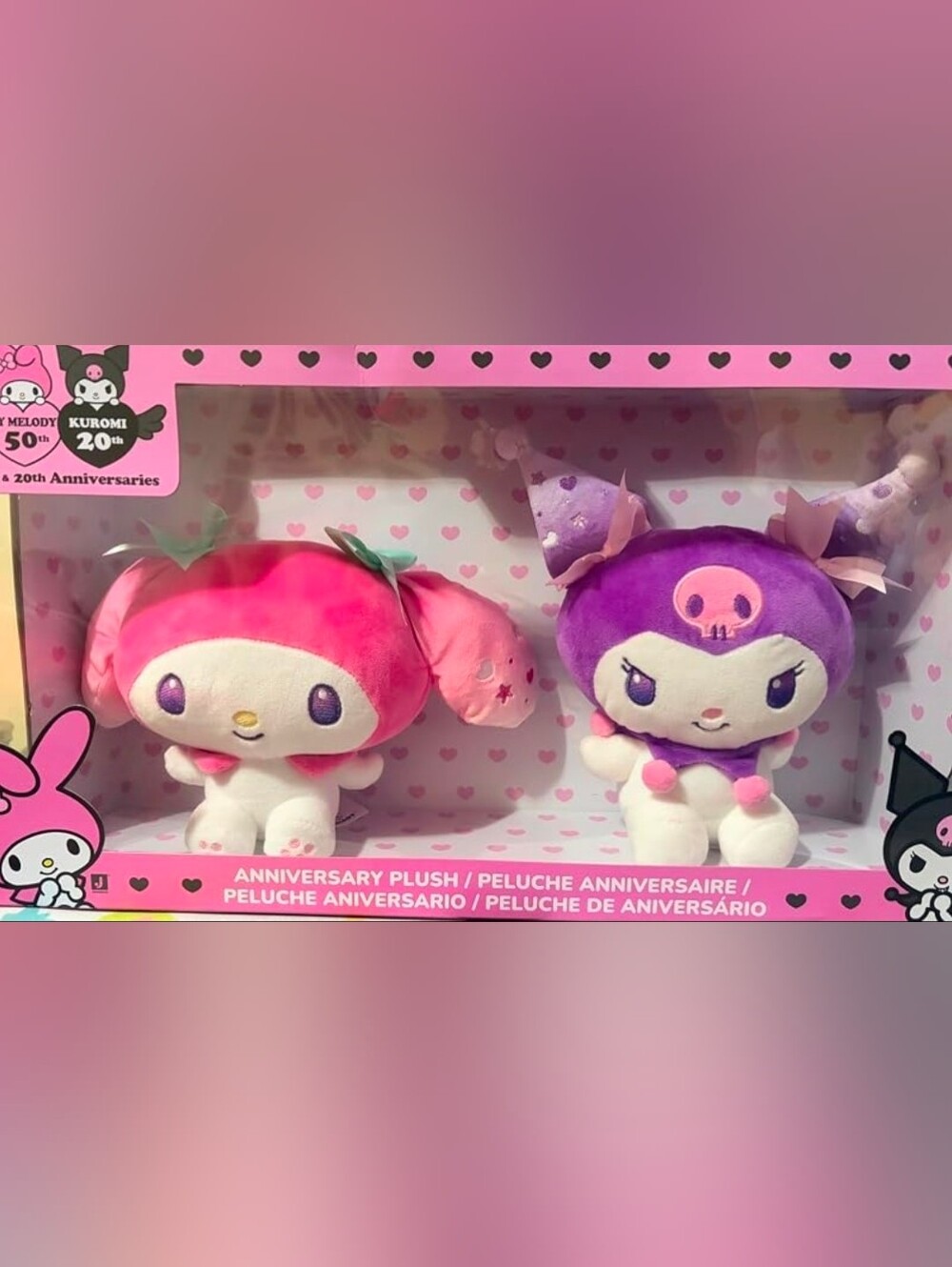 My Melody 50th & Kuromi  20th Anniversaries 8-Inch Plush 2-Pack Official